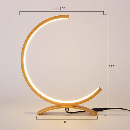 C-Shaped Aluminum Led Table Lamp With Dimmer Switch - Minimalist Style Night Light