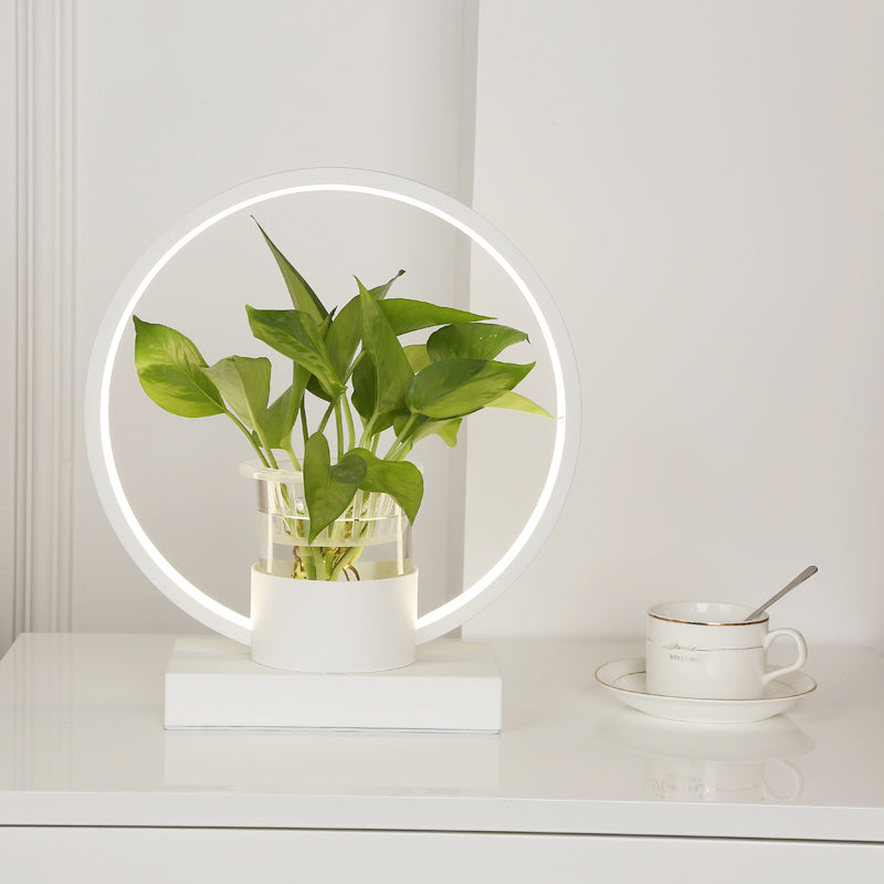 Decorative Aluminum Led Night Lamp With Glass Plant Cup