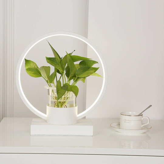 Decorative Aluminum Led Night Lamp With Glass Plant Cup