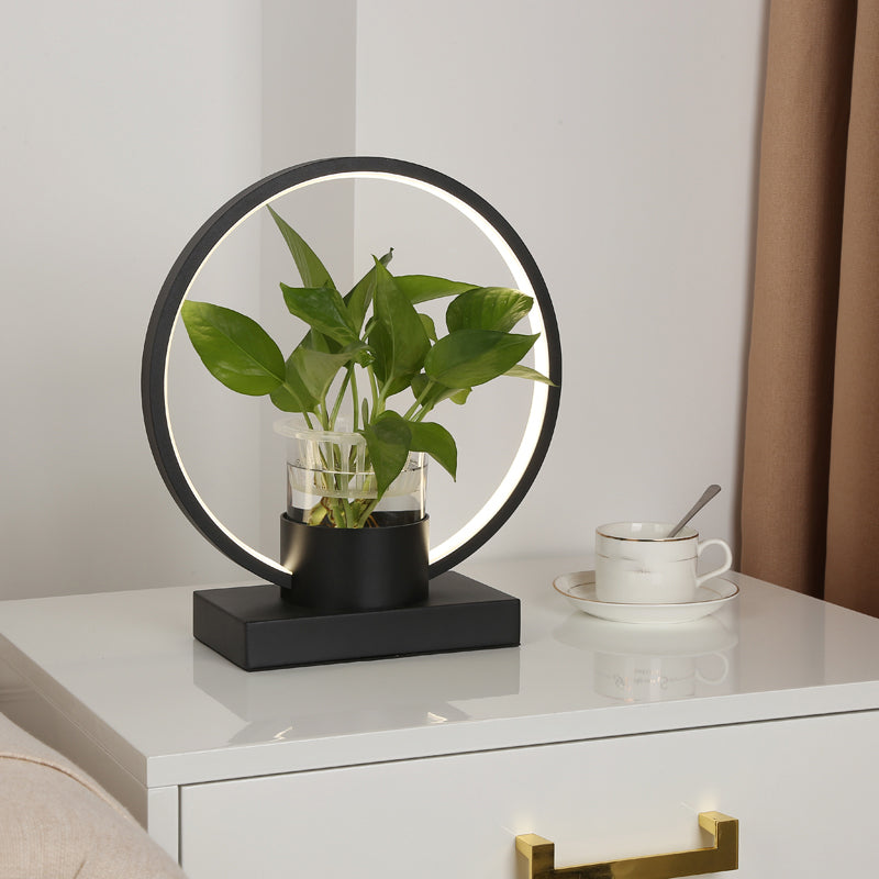 Decorative Aluminum Led Night Lamp With Glass Plant Cup