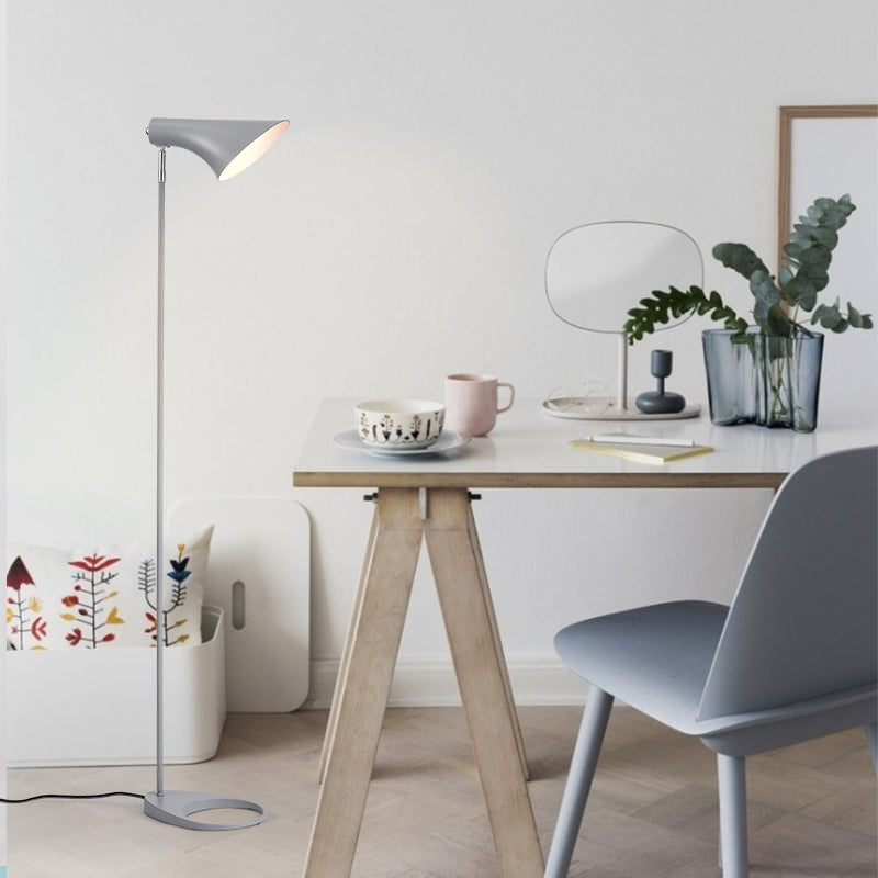 Nordic Flared Reading Floor Lamp With Pivot Joint For Living Room Décor Grey