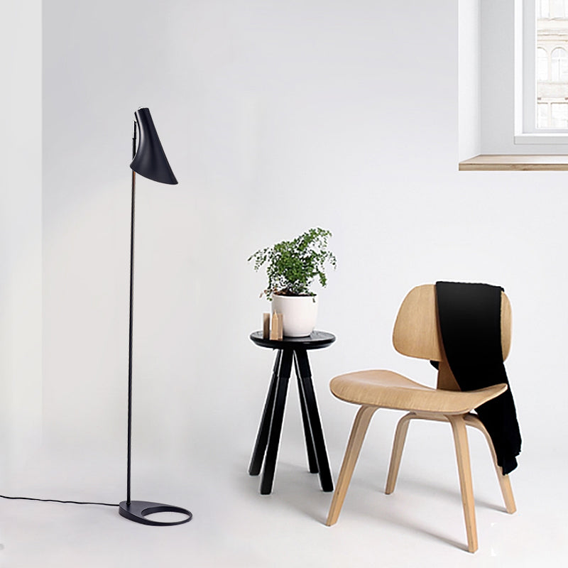 Nordic Flared Reading Floor Lamp With Pivot Joint For Living Room Décor Black