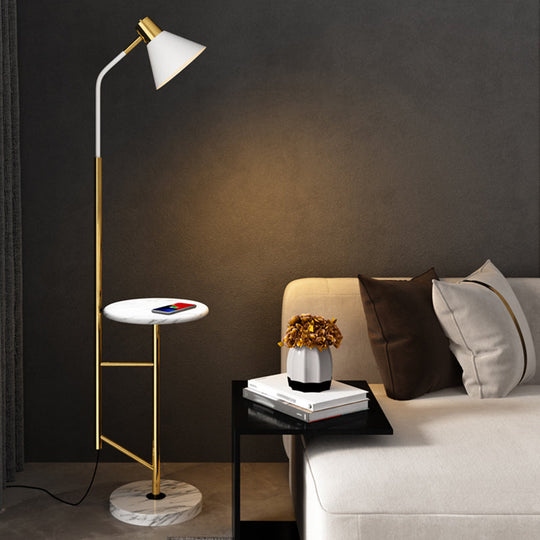 Nordic Metal 1-Head Floor Lamp With Cone Shade - Living Room Task Lighting