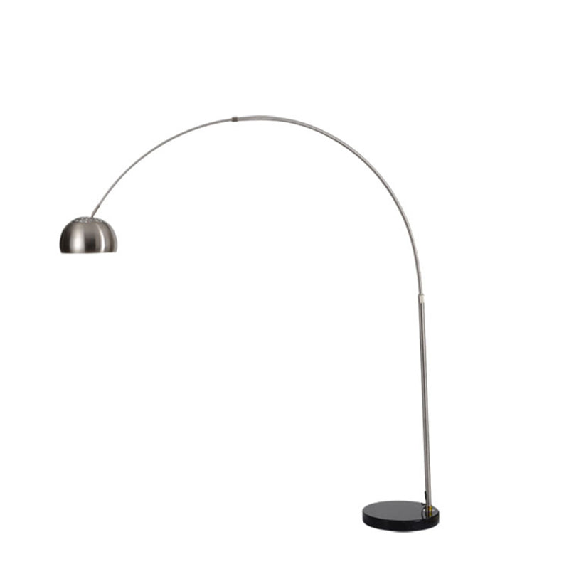 Modern Stainless Steel Dome Floor Lamp With Vent Design And Fishing Rod Arm For Industrial Living