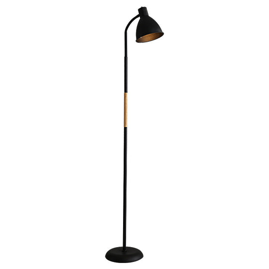 Minimalist Metal Floor Reading Lamp With Rolled Edge - 1-Light Bell Shaped Design For Living Rooms