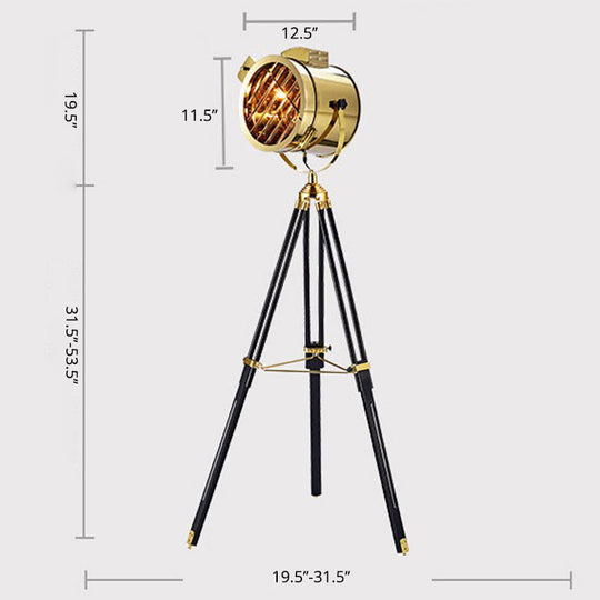 Tripod Spotlight Floor Lamp - Stainless Steel Standing Light Industrial Design