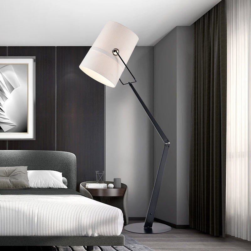 Industrial Style Adjustable Floor Lamp In White - Perfect For Single Bedrooms