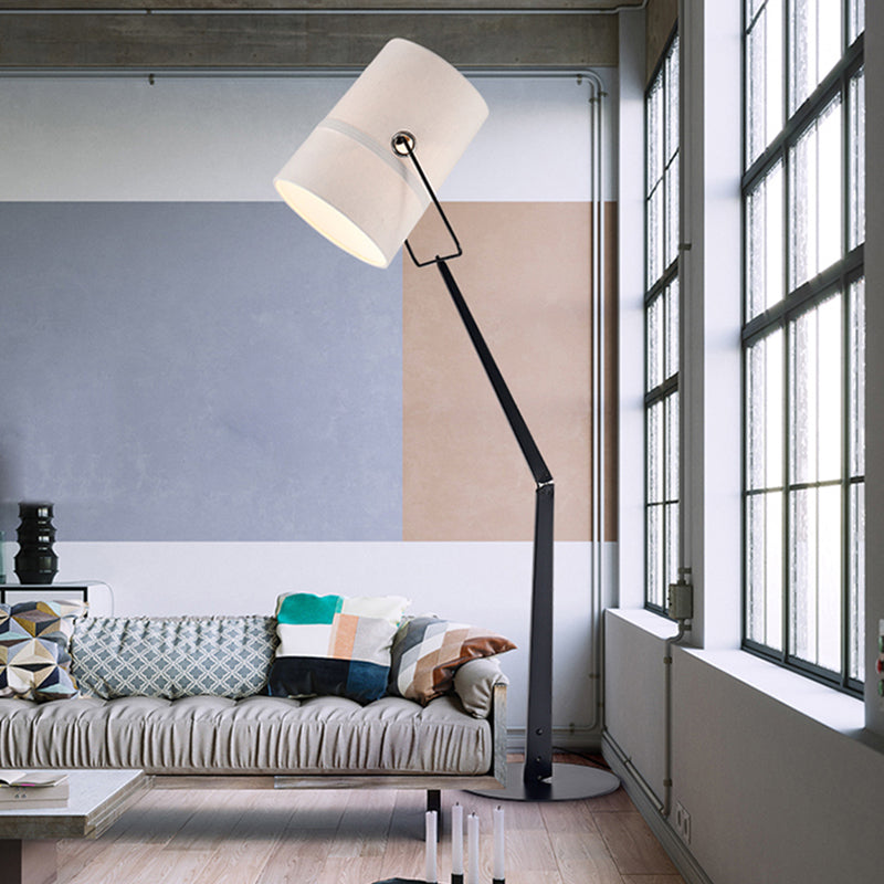 Industrial Style Adjustable Floor Lamp In White - Perfect For Single Bedrooms