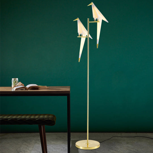 Gold Origami Bird Floor Lamp - Elegant Acrylic Living Room Lighting