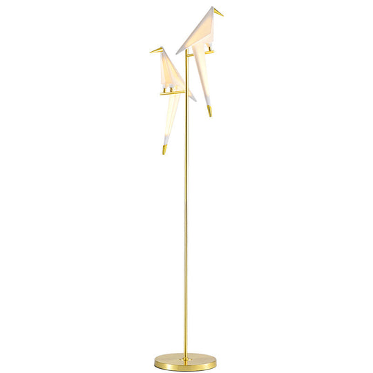 Gold Origami Bird Floor Lamp - Elegant Acrylic Living Room Lighting