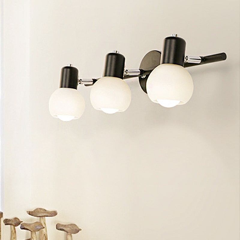 Frosted Glass Vanity Lighting - Traditional Style 2/3 Lights Bathroom Wall Lamp Black 3 /