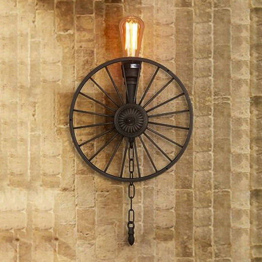 Industrial Style Wall Mount Light - Half Head Bare Bulb Silver/Bronze/Antique Brass Wrought Iron