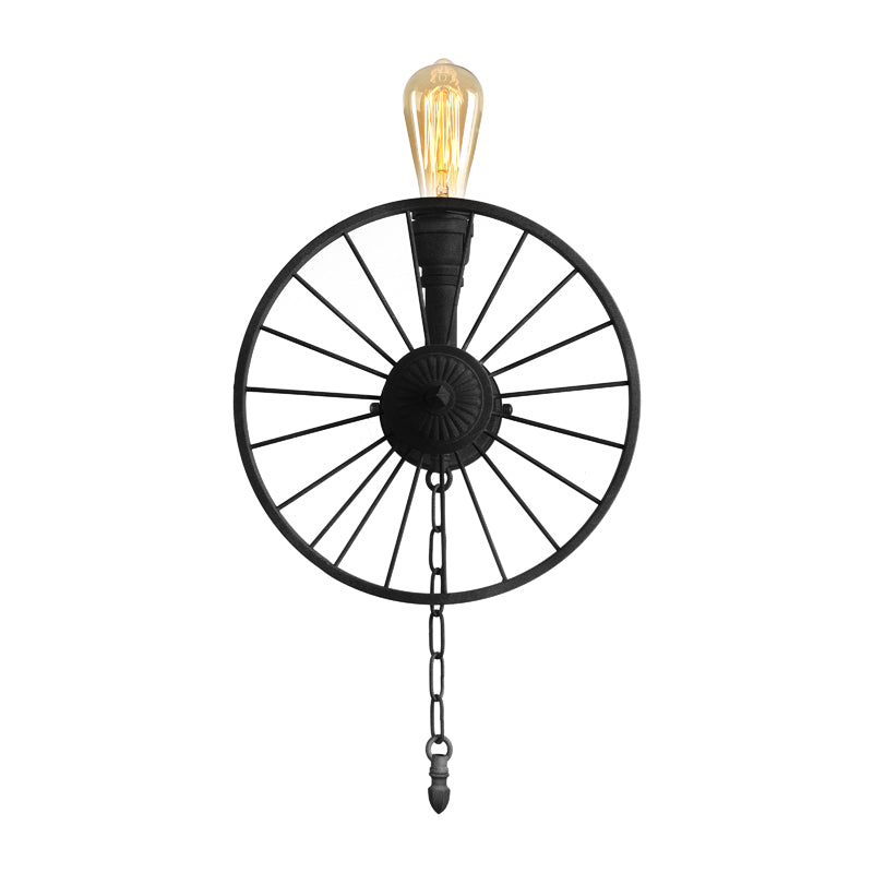 Industrial Style Wall Mount Light - Half Head Bare Bulb Silver/Bronze/Antique Brass Wrought Iron