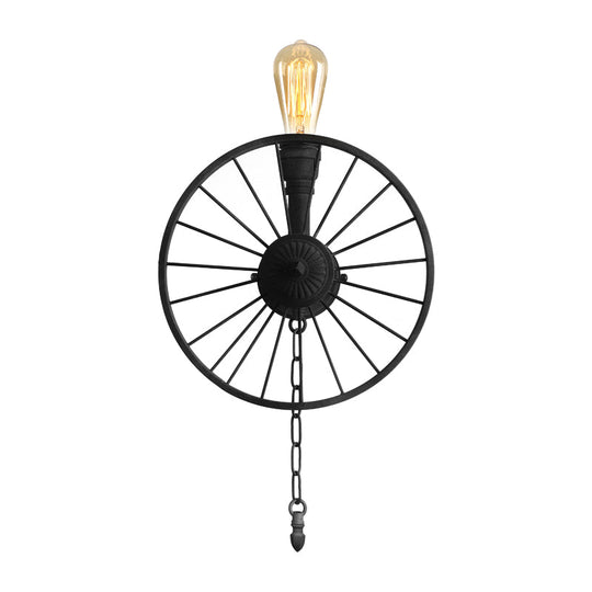 Industrial Style Wall Mount Light - Half Head Bare Bulb Silver/Bronze/Antique Brass Wrought Iron