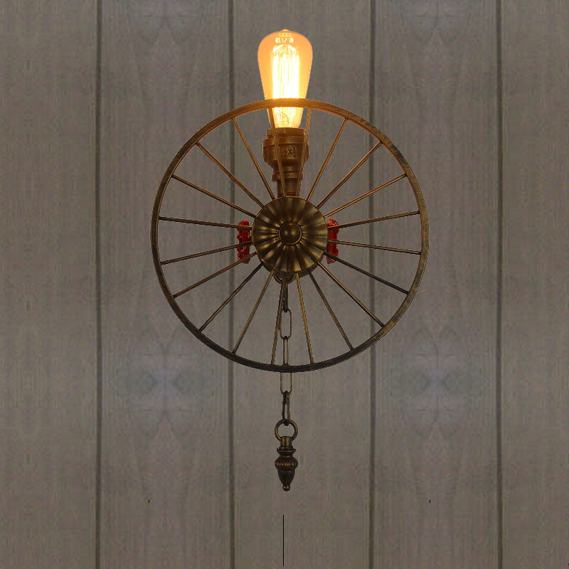 Industrial Style Wall Mount Light - Half Head Bare Bulb Silver/Bronze/Antique Brass Wrought Iron