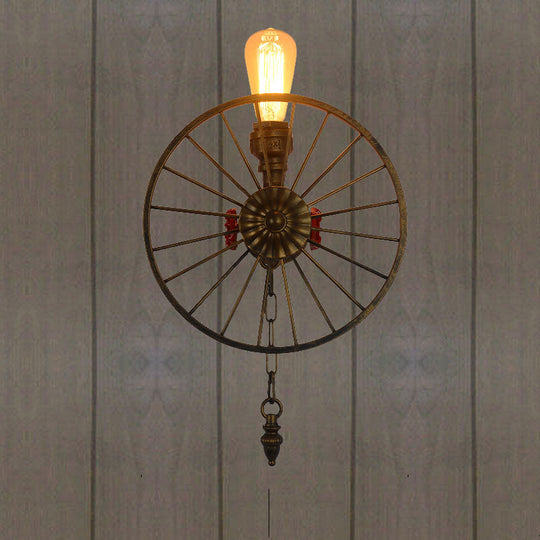 Industrial Style Wall Mount Light - Half Head Bare Bulb Silver/Bronze/Antique Brass Wrought Iron