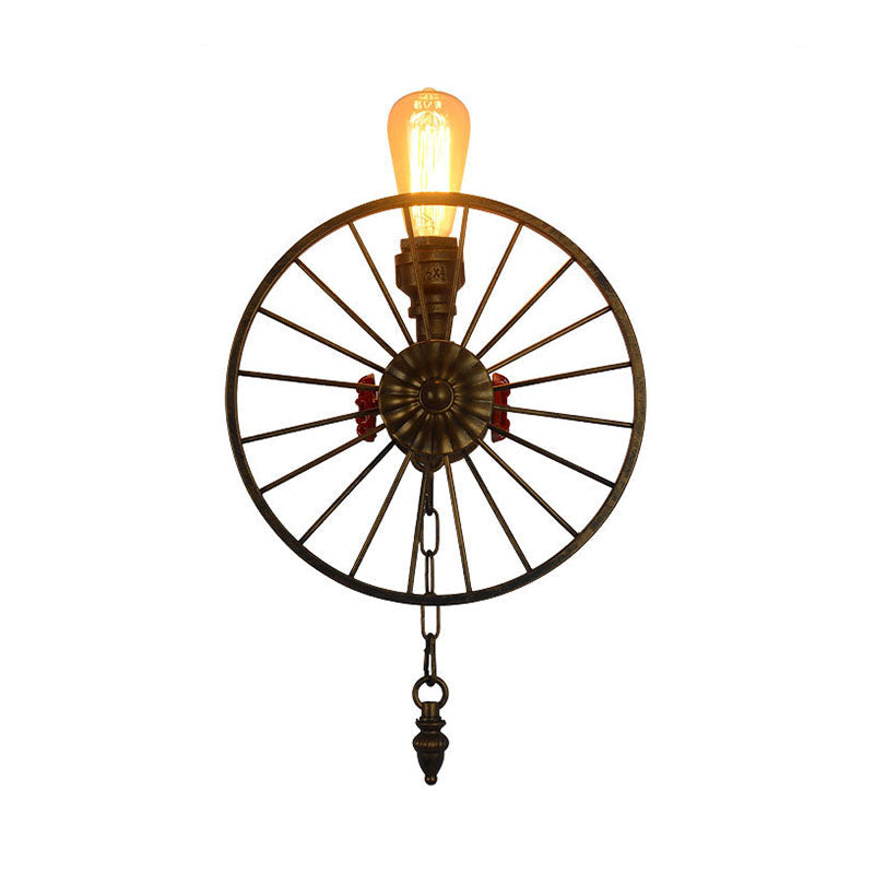 Industrial Style Wall Mount Light - Half Head Bare Bulb Silver/Bronze/Antique Brass Wrought Iron