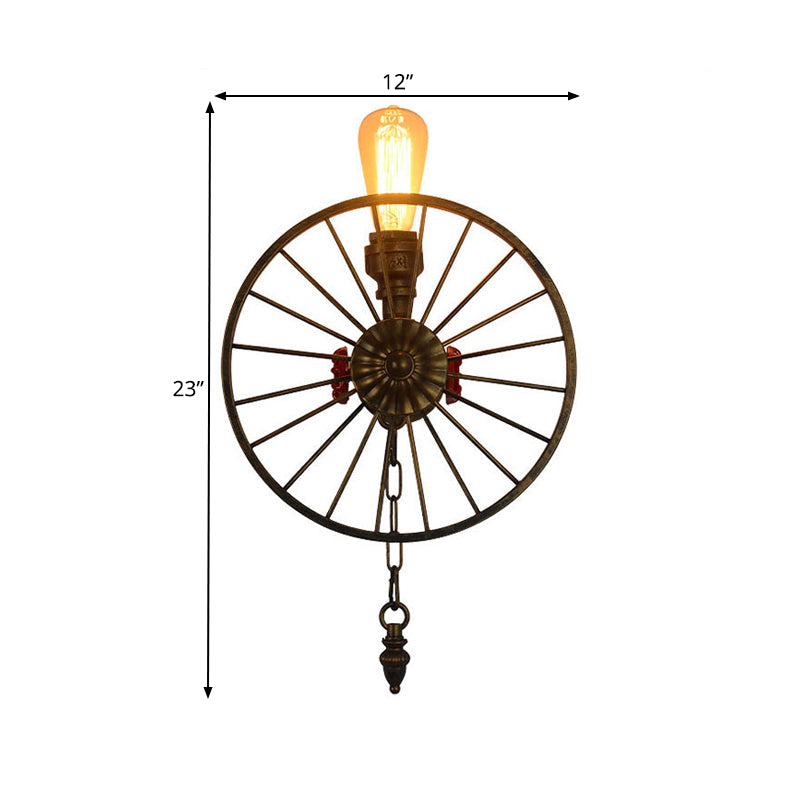 Industrial Style Wall Mount Light - Half Head Bare Bulb Silver/Bronze/Antique Brass Wrought Iron