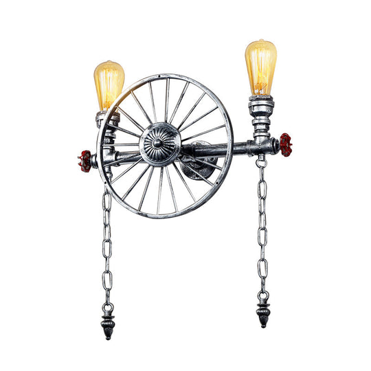 Industrial Style Wall Mount Light - Half Head Bare Bulb Silver/Bronze/Antique Brass Wrought Iron