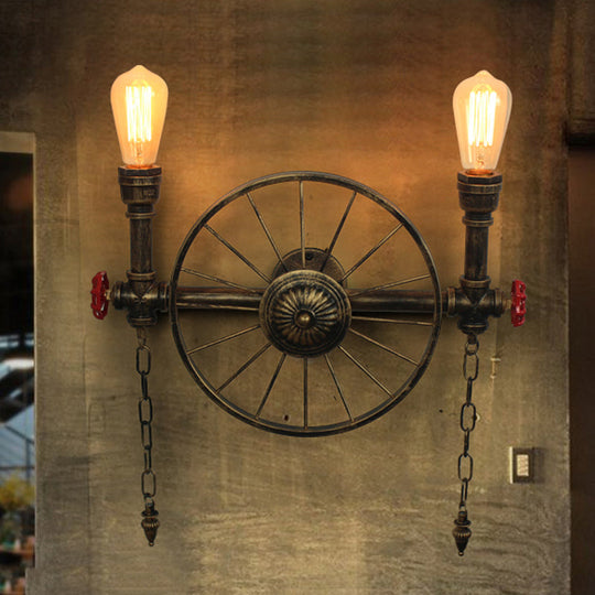 Industrial Style Wall Mount Light - Half Head Bare Bulb Silver/Bronze/Antique Brass Wrought Iron