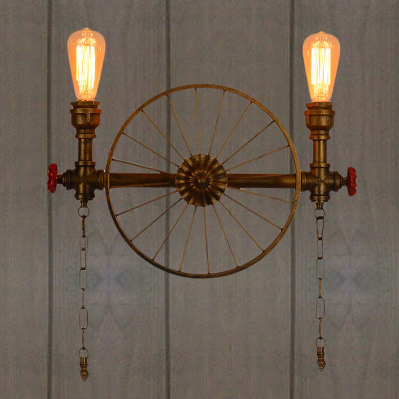 Industrial Style Wall Mount Light - Half Head Bare Bulb Silver/Bronze/Antique Brass Wrought Iron