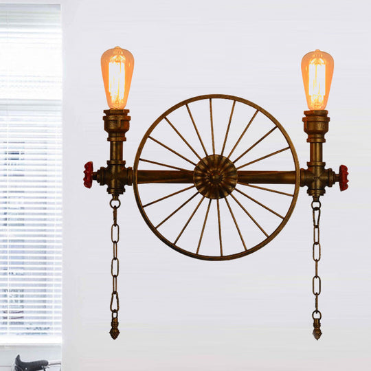 Industrial Style Wall Mount Light - Half Head Bare Bulb Silver/Bronze/Antique Brass Wrought Iron