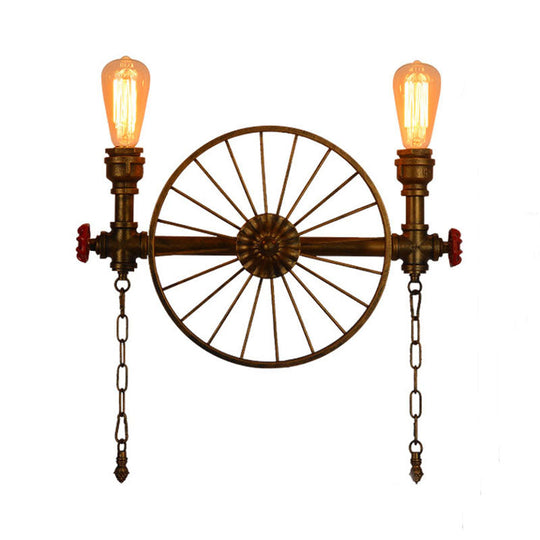 Industrial Style Wall Mount Light - Half Head Bare Bulb Silver/Bronze/Antique Brass Wrought Iron