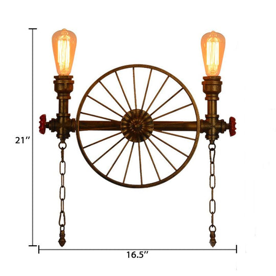 Industrial Style Wall Mount Light - Half Head Bare Bulb Silver/Bronze/Antique Brass Wrought Iron