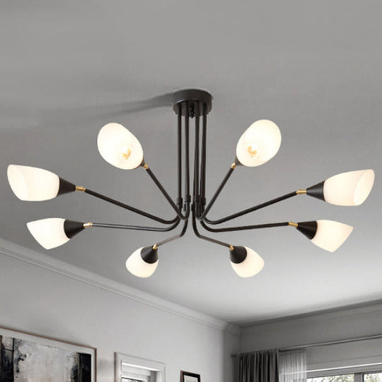 Traditional Frosted Glass Sputnik Semi Flush Light with 4/6/8 White Lights - Ideal for Bedroom Ceiling