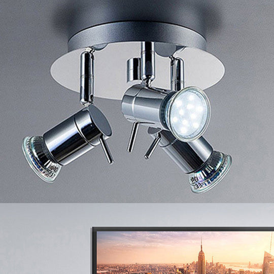 Industrial Chrome Semi-Flush Ceiling Light with Metal Shade