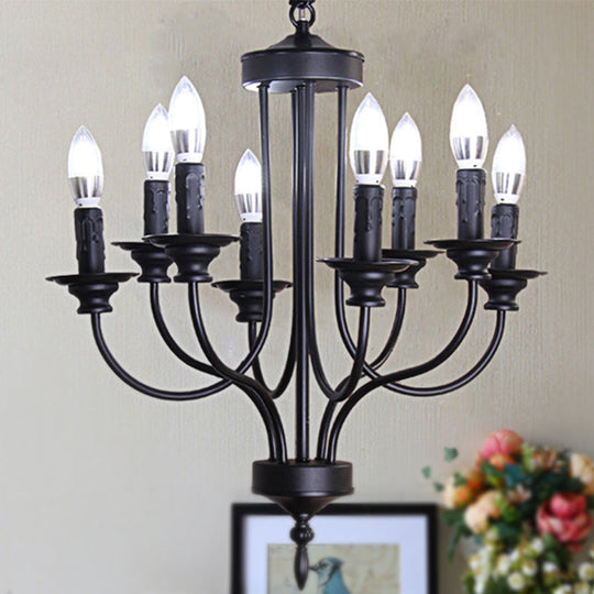 Rustic Lodge Black Chandelier: Multi-Light Metallic Indoor Hanging Lamp