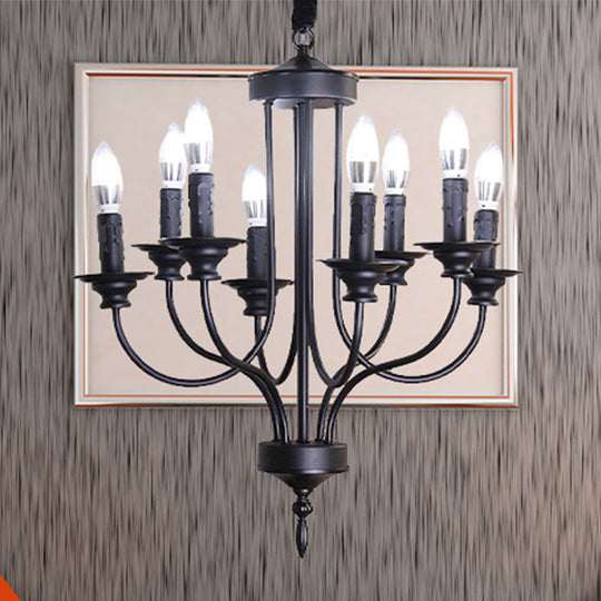 Rustic Lodge Black Chandelier: Multi-Light Metallic Indoor Hanging Lamp