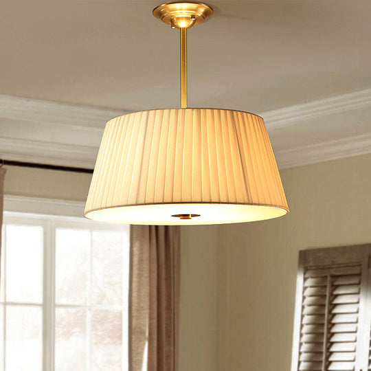 Classic White Semi Flush Mount Ceiling Fixture - 3/4 Lights With Drum Fabric Shade 16/20 Wide Ideal