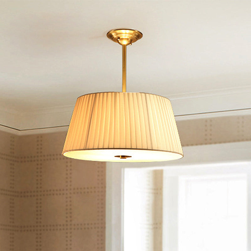 Classic White Semi Flush Mount Ceiling Fixture - 3/4 Lights with Drum Fabric Shade, 16"/20" Wide - Ideal for Living Room