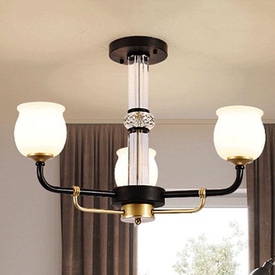 Black Glass Semi Flush Ceiling Light Fixture - Jar Shaped Traditional Design (3/6 Lights) for Living Room