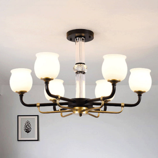 Black Glass Semi Flush Ceiling Light Fixture - Jar Shaped Traditional Design (3/6 Lights) for Living Room