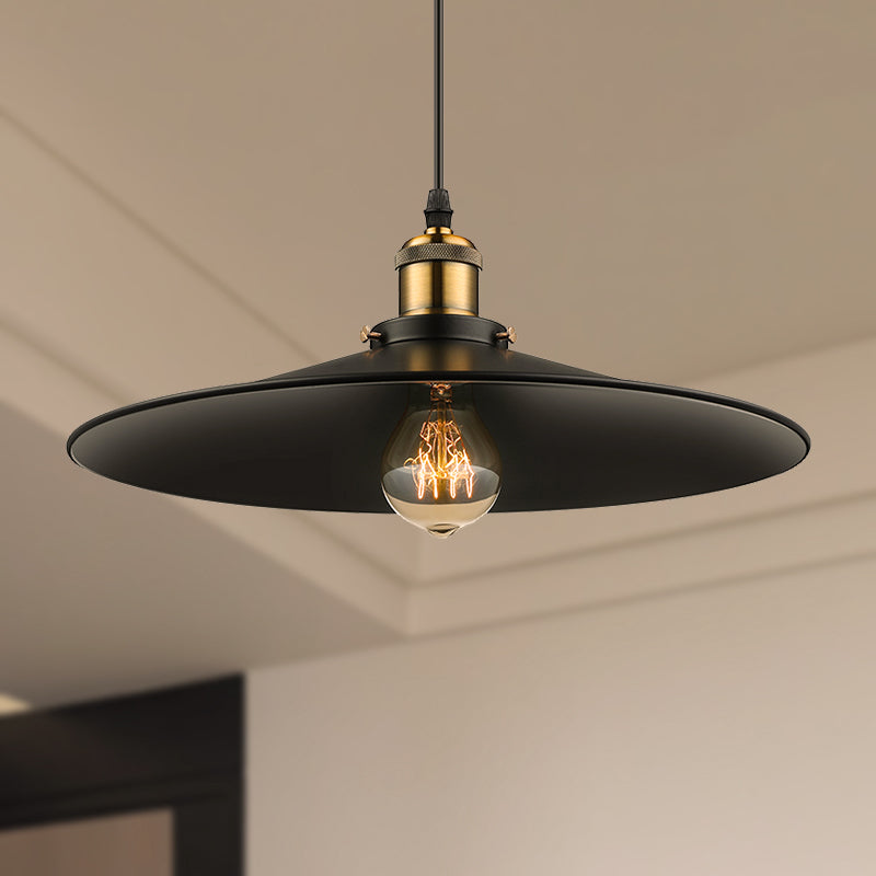 Industrial Style Metal Conic Ceiling Pendant - 1-Light Brass/Weathered Brass Dining Table Fixture