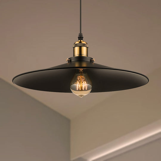 Industrial Style Metal Conic Ceiling Pendant - 1-Light Brass/Weathered Brass Dining Table Fixture