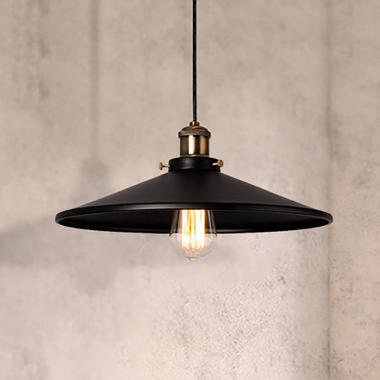 Stylish Saucer Pendant Ceiling Light In Black For Foyer - Loft Collection / 8.5