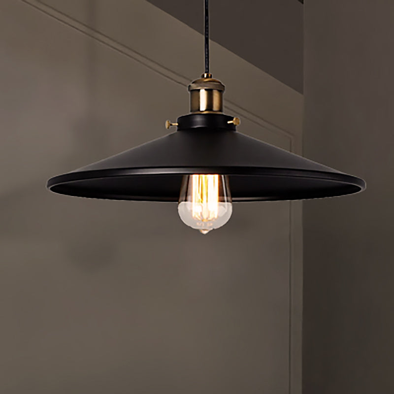 Stylish Metallic Saucer Pendant Ceiling Light for Foyer - Loft 8.5"/10" Diameter, 1 Head, Black