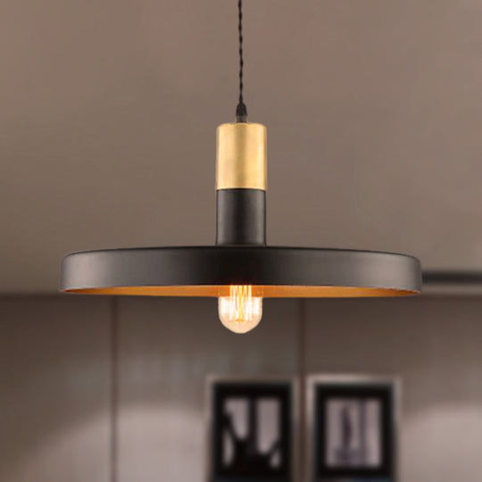 Contemporary Black Round Pendant Light With Metal Shade - Ideal For Dining Room Ceilings