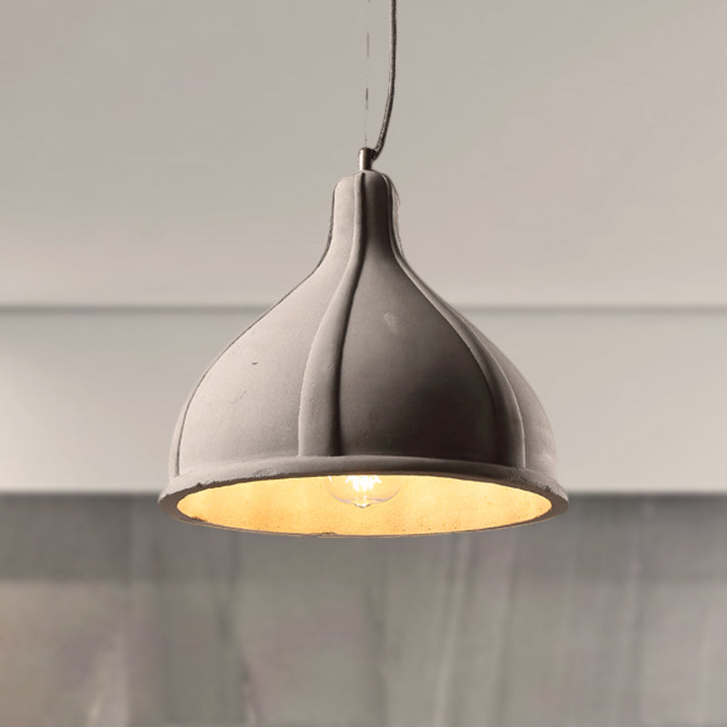 Industrial Domed Pendant Lighting in Grey - 1 Light Cement Ceiling Lamp