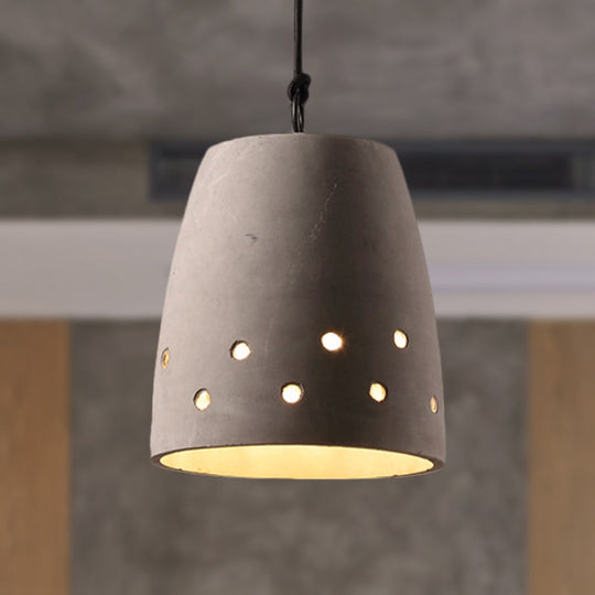 Industrial Domed Pendant Lighting in Grey - 1 Light Cement Ceiling Lamp