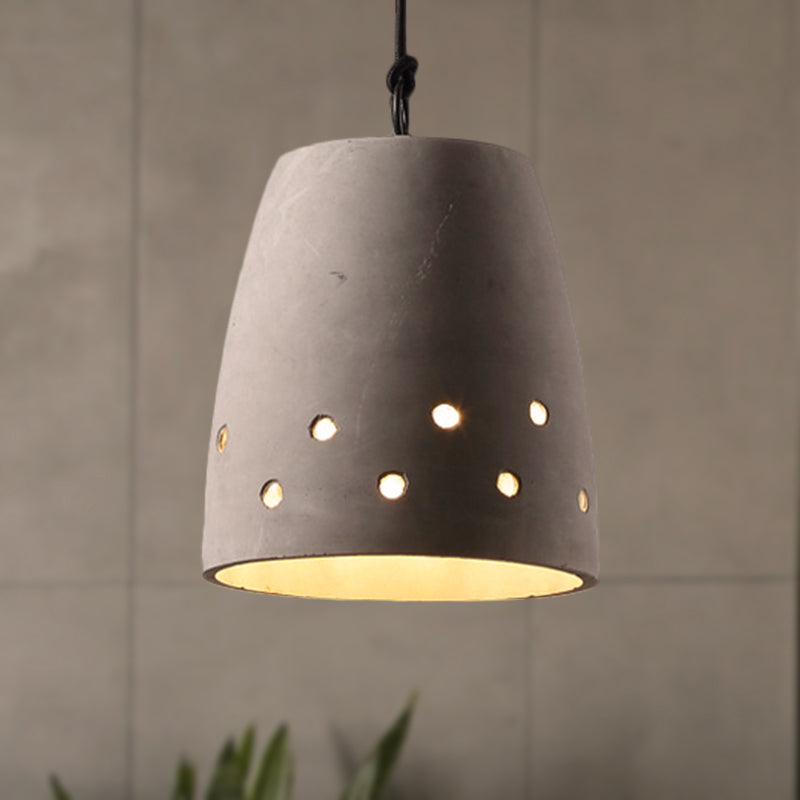 Industrial Domed Pendant Lighting in Grey - 1 Light Cement Ceiling Lamp