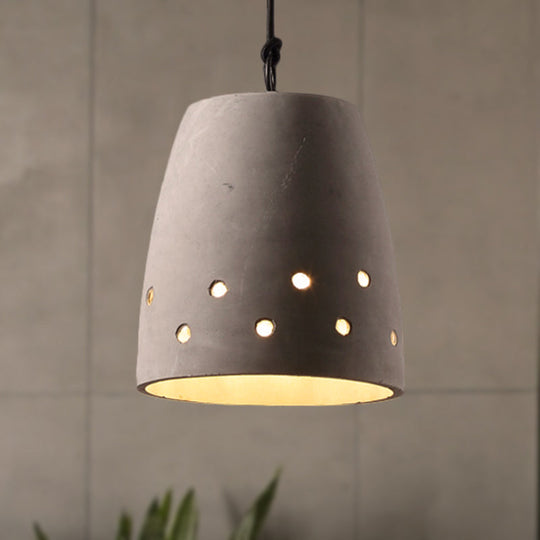 Industrial 1-Light Cement Pendant Lamp In Grey For Restaurant Ceiling Or Hanging