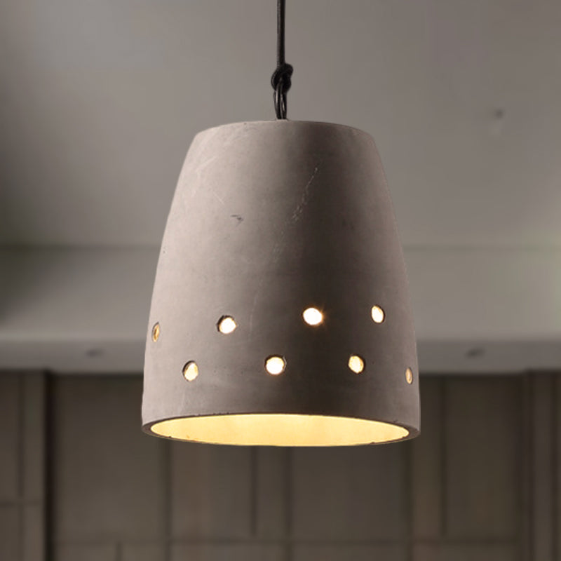 Industrial Domed Pendant Lighting in Grey - 1 Light Cement Ceiling Lamp