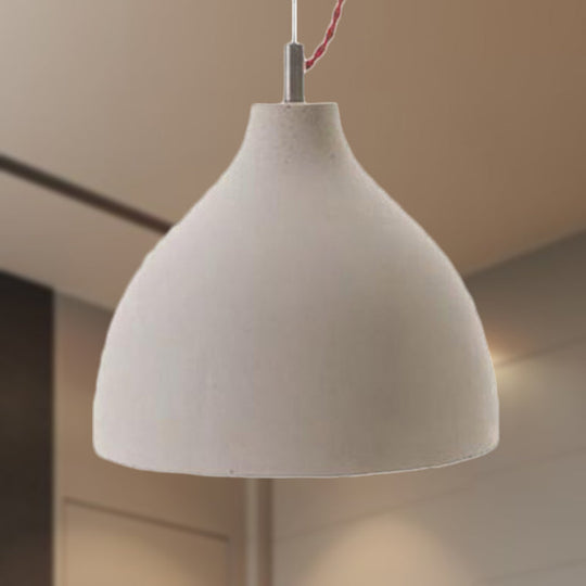 Industrial Domed Pendant Lighting in Grey - 1 Light Cement Ceiling Lamp