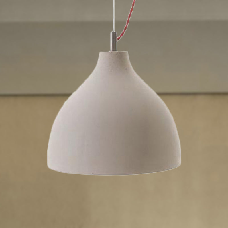 Industrial Domed Pendant Lighting in Grey - 1 Light Cement Ceiling Lamp