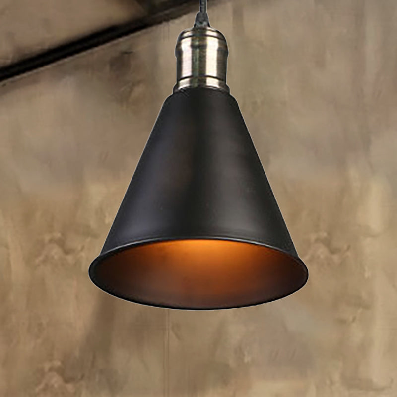 Industrial Metal Black Pendant Lamp With Tapered Shade - Stylish Hanging Ceiling Light For Kitchen