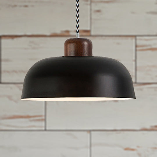 Vintage Style Metallic Pendant Lamp for Dining Table Ceiling, with 12"/15" W Bowl Shade, 1 Light in Brown/Black